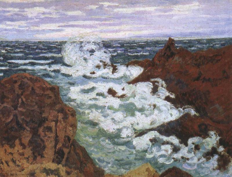 cesar franck an impressionist seascape storm at agay France oil painting art